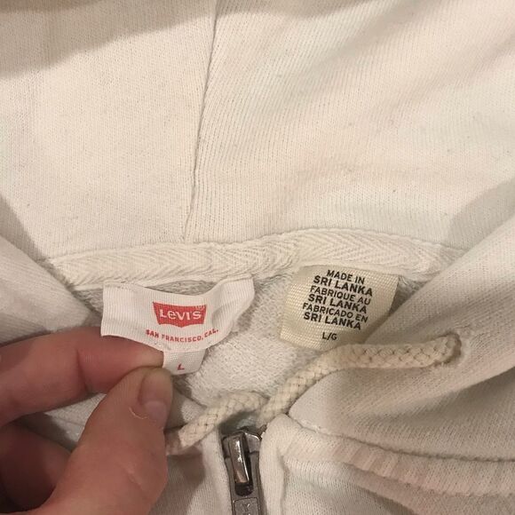 Levi’s white hoodie sz Large pink writing - Picture 2 of 8